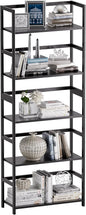 5-Tier Bamboo Wood Ladder Bookshelf, Tall Display Storage Shelf, Large Bookcase Modern Industrial Stand Organizer for Home, Office, Living Room, Kitchen, Bedroom, Black