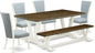 East West Furniture V077VE215-6 6 Piece Dining Table Set Contains a Rectangle Kitchen Table with V-Legs and 4 Baby Blue Linen Fabric Parson Chairs with a Bench, 40x72 Inch, Multi-Color