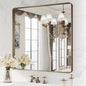 WEER Bronze Bathroom Mirror 36x36 Inch, Farmhouse Oil Rubbed Frame for Wall, Aluminum Alloy Brushed Metal, Vanity, Tempered Glass, Anti-Rust (Horizontal/Vertical)