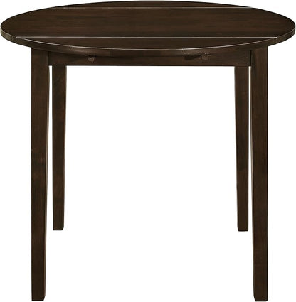 Coaster Home Furnishings 3-Piece Round Wood Dining Room Set Drop Leaf Extension Table Ladder Back Side Chairs Upholstered Seat Cushions Cappuccino and Tan 130005