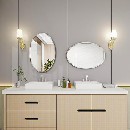 Oval Bathroom Mirror, 22X30 inch Oval Frameless Mirror, Frameless Mirrors for Bathroom,Beveled Bathroom Mirror.