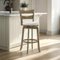 Armen Living Blair 26 in. Putty Brown Counter Height Rubberwood Swivel Barstool with Cream Fabric Seat