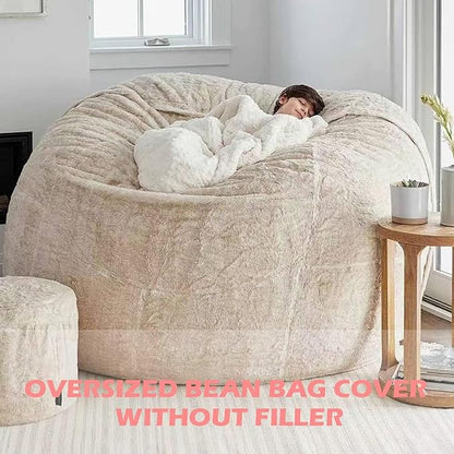 BCU 7FT Big Bean Bag for Adults Kids Without Filling Oversized Bean Bag Chair Cover for Stuffed Animal Storage, Lemon Yellow