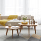 100% Solid Oak Wood Coffee Table Set, Round Coffee Table Combo Side Table w/Solid Wood Legs, Mid Century Table Sturdy Tables for Bedroom Balcony Living Room (Natural, Big-Medium Combo)