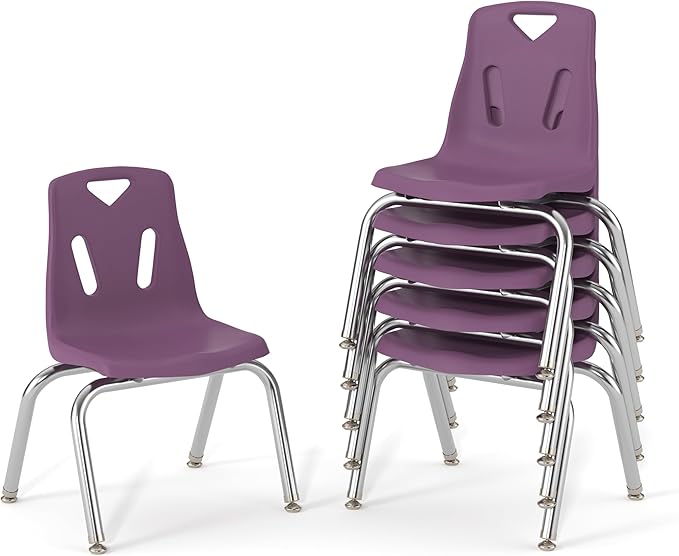 Berries Jonti-Craft Kids Stackable Stacking Chairs with Chrome-Plated Legs, Purple Set of 6, 10" Height 8140JC6004