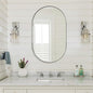 ANDY STAR Brushed Nickel Oval Bathroom Mirror, 20x33 inch Pill-Shaped Mirror for Wall HD Reflection Metal Frame Mirror for Bathroom Hang Vertical or Horizontal