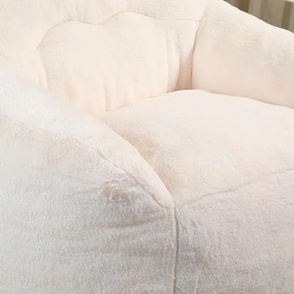 Furniliving Bean Bag Chair, Giant Bean Bag Chair Stuffed Floor Sofa for Adults Comfy Bean Bag Sofa with Back Support, Oversized Bean Bag Couch for Living Room Bedroom Dorm Office, Teddy, White