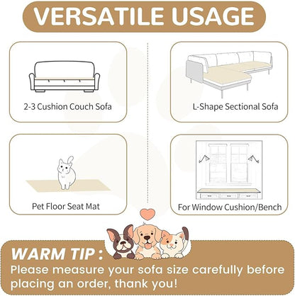 OTOB Couch Covers for 3 Cushion Sofa Pet Friendly, Plush Fuzzy Non Slip Sofa Covers Washable, Soft All Seasons Sofa Slipcovers Furniture Protector Dog Bed Mat (Cream, 27.6" x 82.7")