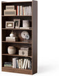 LITTLE TREE 72-Inch Tall Bookcase, 6-Tier Wooden Large Bookshelf, Wide Bookcase Bookshelves, Freestanding Modern Display Shelving Unit for Living Room, Bedroom, Office, Rustic Brown