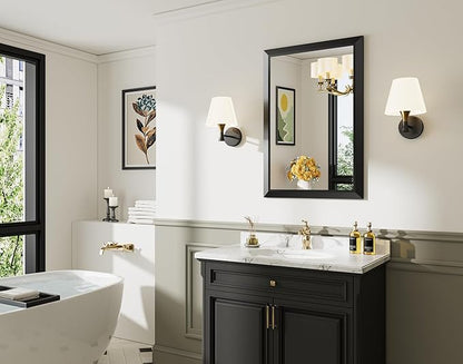 24x36 Inch Black Bathroom Mirror for Wall, Thick Metal Framed Rectangle Mirrors for Over Sink, Bedroom, Living Room, Entryway, Anti-Rust, HD Tempered Glass