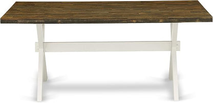 East West Furniture X077CE215-5 5 Piece Dining Table Set for 4 Includes a Rectangle Kitchen Table with X-Legs and 4 Baby Blue Linen Fabric Parson Dining Chairs, 40x72 Inch, Multi-Color