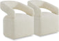 Upholstered Dining Chairs with Casters Easy Assembly Require Modern Barrel Armchair with Rollers for Diningroom Bedroom Livingroom Reading Room,Set of 2,Cream Beige