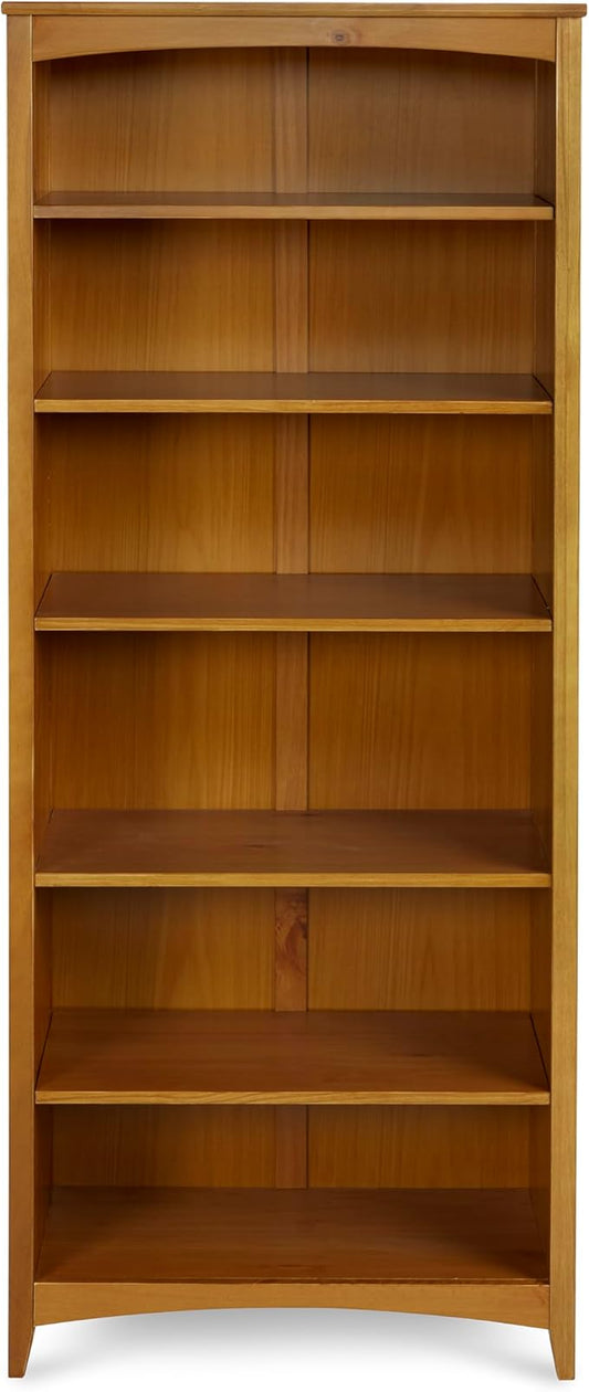 Camaflexi Shaker Style 6 Shelf Bookcase / Solid Wood / 72 inch Tall / Adjustable Shelving / Closed Back / Display Bookshelf for Living Room, Bedroom, Home and Office, Cherry