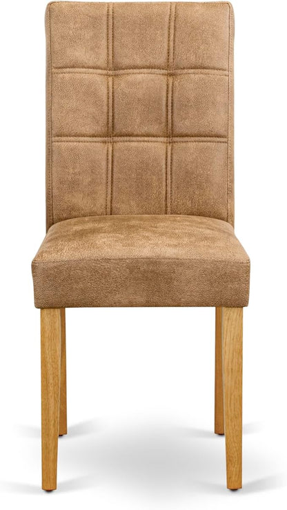 East West Furniture VAAS5-OAK-28 5 Piece Mid Century Modern Dining Set Consists A Dinner Table and 4 Brown Textured Polyester Fabric Upholstered Chairs, Oak
