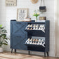 Shoe Storage Cabinet,Farmhouse Shoe Organizer with 4 Flip Drawers & Barn Door Design,Freestanding Hidden Slim Narrow Shoe Rack Cabinet for Entryway,Foyer,Hallway,Blue