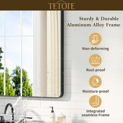 TETOTE 72 x 36 Black Vanity Mirror Large Black Mirror for Living Room Matte Metal Frame, Tempered Glass, Modern Farmhouse Wall Mounted Mirror for Decorative(Horizontal/Vertical)