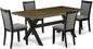 East West Furniture X677MZ650-5 5 Piece Dining Room Set Includes a Rectangle Dining Table with X-Legs and 4 Dark Gotham Grey Linen Fabric Upholstered Chairs, 40x72 Inch, Multi-Color