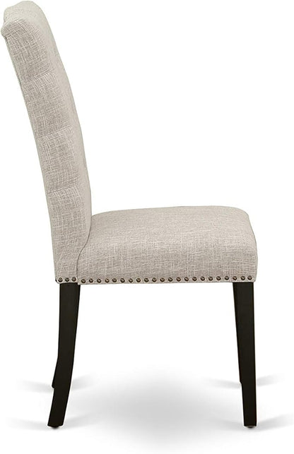 East West Furniture X697EL635-6 6 Piece Dining Table Set Contains a Rectangle Dining Room Table with X-Legs and 4 Doeskin Linen Fabric Parson Chairs with a Bench, 40x72 Inch, Multi-Color