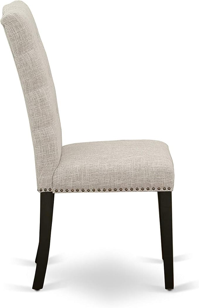 East West Furniture X627EL635-5 5 Piece Dining Room Table Set Includes a Rectangle Dining Table with X-Legs and 4 Doeskin Linen Fabric Upholstered Chairs, 40x72 Inch, Multi-Color