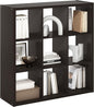 Furinno Cubicle Open Back Decorative Cube Storage Organizer, 9-Cube, Black Dark Oak