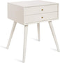 Kate and Laurel Finco Midcentury Modern Style Side Table with 2 Drawers, White Finish with Brass Hardware