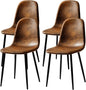 FurnitureR Dining Chairs Set of 4, Mid-Back Armless Side Chairs with Suede Upholstery and Sturdy Metal Legs, Comfortable Accent Seating for Kitchen, Dining Room, Café, Living Room, Bedroom, Brown