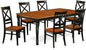 East West Furniture DOQU7-BCH-W 7 Piece Dining Table Set Consist of a Rectangle Dining Room Table with Butterfly Leaf and 6 Wood Seat Chairs, 42x78 Inch, Black & Cherry