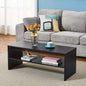 Panana 2-Tier Coffee Table Simple Couch Sofa Side End Table Tea Accent Table for Living Room Office, 39.4" x 15.7" x 15.7" (Black)