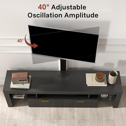 Redkey Modern TV Stand with Mount - TV Console with 2AC Outlets - Television Stands with RGB Led Light for 75 Inch TVs - Double Cabinet - 40°Adjustable Amplitude - Black(FBA)