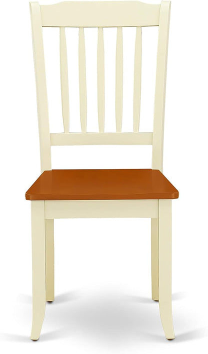 East West Furniture QUDA5-BMK-W 5 Piece Kitchen Table Set for 4 Includes a Rectangle Dining Room Table with Butterfly Leaf and 4 Solid Wood Seat Chairs, 40x78 Inch, Buttermilk & Cherry