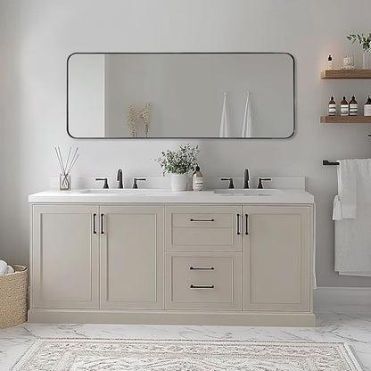 ANDY STAR 18" x 48" Full Length Wall Mirror, Large Polished Chrome Mirror for Bathroom, Rounded Corner Rectangle Body for Floor and Leaning