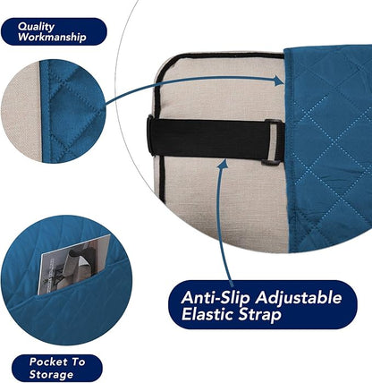 PureFit Reversible Sofa Couch Cover Water Resistant Couch Covers for 3 Cushion, Washable Furniture Cover with Non-Slip Foam and Adjustable Strap for Dogs, Pets (Sofa, Peacock Blue/Ivory)