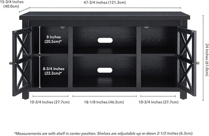 Henn&Hart Rectangular TV Stand for TV's up to 55" in Black, TV Stands for the Living Room