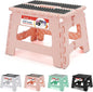 ACSTEP 9 Inch Folding Step Stool 300 LB Capacity Non Slip Foot Stool with Handle Plastic Foldable Step Stools for Kids Stepping Stool for Bathroom Black Small Step Stool (1 PC Pink)