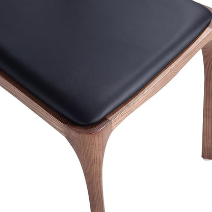 Manhattan Comfort Moderno Stackable Dining Chairs with Leatherette Upholstered Seat, Foam Padding & Solid Wood Frame, Suitable for Kitchen or Restaurant Usage, Set of 2, Black