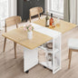 GarveeHome Folding Dining Table, Space Saving Farmhouse Dining Table for 4 Storage Shelf, 6 Wheels Multipose Expandable Kitchen Drop Leaf Table for Small Space (Pear Wood, 50.1"D x 31.4"W x 29.5"H)