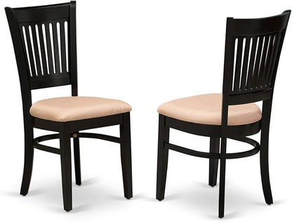East West Furniture LGVA7-BLK-C 7 Piece Modern Dining Table Set Consist of a Rectangle Wooden Table with Butterfly Leaf and 6 Linen Fabric Kitchen Dining Chairs, 42x84 Inch, Black