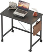 Rolling Computer Desk with Wheels, Gaming Desk for Small Spaces, Modern Simple Style Table for Home Office, Study Writing Table (Caster, Black, 24 inch)