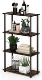 Furinno Turn-N-Tube 4-Tier Multipurpose Shelf Display Rack, Round Tubes, Walnut/Brown