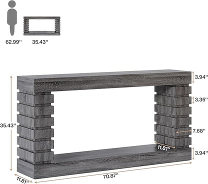 Tribesigns 70.8-Inch Long Console Table, Wood Entryway Table with Storage, Narrow Sofa Table for Living Room Entryway Hallway (Gray)