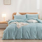 BESTOUCH Duvet Cover Set 100% Washed Cotton Linen Feel Super Soft Comfortable Chic Lightweight 3 PCs Home Bedding Set Solid Hushed Green Oversized Full