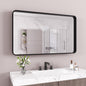 Black Bathroom Mirror 60X28 Inch, Black Metal Framed Mirror for Wall, Rounded Rectangle Matte Bathroom Vanity Mirror with Tempered Glass, Anti-Rust, Horizontal/Vertical