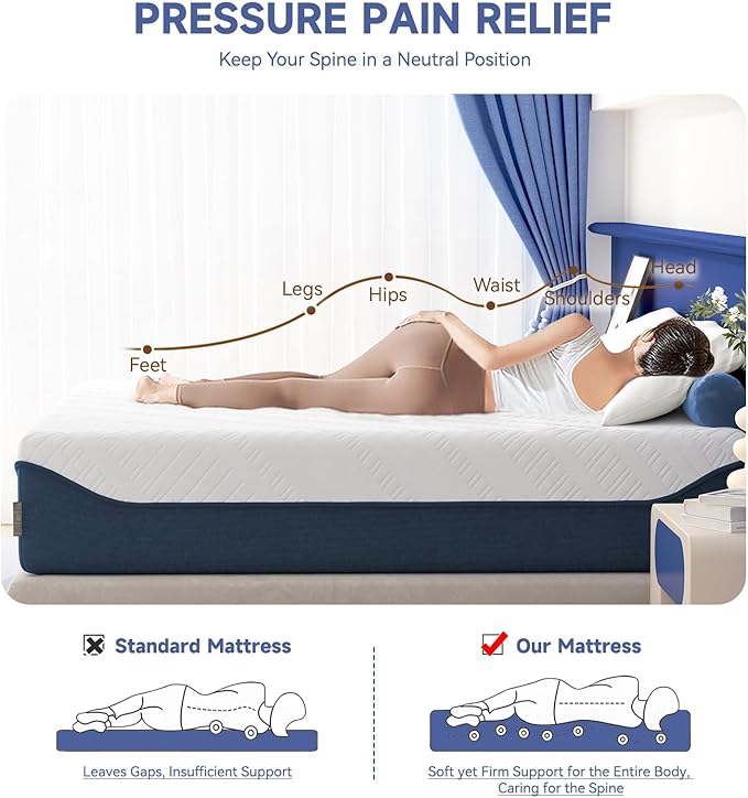 SDHYL Queen Mattress, 14 Inch Gel Infused Memory Foam Mattress for Good Sleep, Bed in a Box Mid Firm CertiPUR-US Certified & Fiberglass Free, Washable Cover, 80"*60"