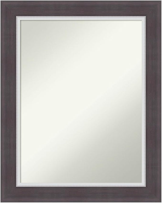 Amanti Art Brown Bathroom Mirror for Over Sink, 30x24 Ellie Brown Silver Rectangle Vanity Mirror, Medium Modern Frame, Hangs Horizonally and Vertically, Bathroom Wall Decor, Non-Beveled Edge
