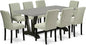 East West Furniture V697AB106-9 9 Piece Dining Room Table Set Includes a Rectangle Kitchen Table with V-Legs and 8 Shitake Linen Fabric Parson Dining Chairs, 40x72 Inch, Multi-Color