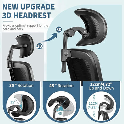 FelixKing Ergonomic Office Chair, Headrest Desk Chair with Adjustable Lumbar Support, Home Office Swivel Task Chair with High Back and Armrest, Adjustable Height Gaming Chair(Black),Pack of 2