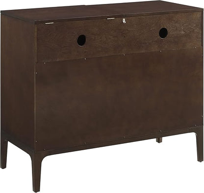 Crosley Furniture Asher Media Console and Record Player Stand with Storage for Vinyl Records, Dark Brown