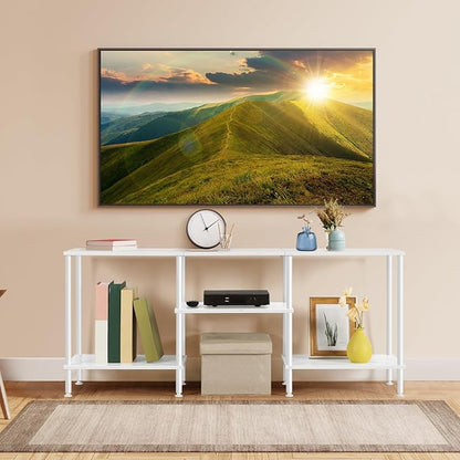 OYEAL White TV Stand for Bedroom Modern Entertainment Center Table with Storage Shelves for 50 Inch TV, 3 Tier Media Console Table for Small Spaces
