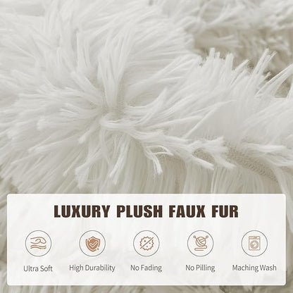 7FT Oversized Bean Bag Covers Only, Fluffy Stuffed Beanbag Chair Covers No Filler, Washable Bean Bags Cover for Adults, Stuffed Animal Bean Bag Anti-Slip, White