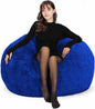 Beanbag Chair Cover for Adults Kids Comfy Fluffy Round Beanbag Lazy Sofa Cover for Reading Chair Floor Chair, 3.5FT, Kerin Blue